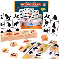 Montessori Shape Matching Board Game Find Shadow Matched Images Animal Fruit Blocks Puzzles Educational Toys For Children Wooden