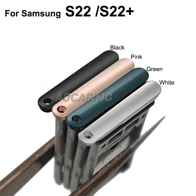 Aocarmo Single & Dual SIM Card Tray Card Slot Holder For Samsung Galaxy S22 Plus S22+ Replacement Parts