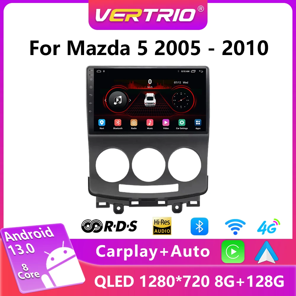 

Автомобильное стерео радио для Mazda 5 2005 2006 2007 2008 2009 2010 Android 12 мультимедийный видеоплеер GPS 2 Din DVD 4G Carplay WIFI QLED