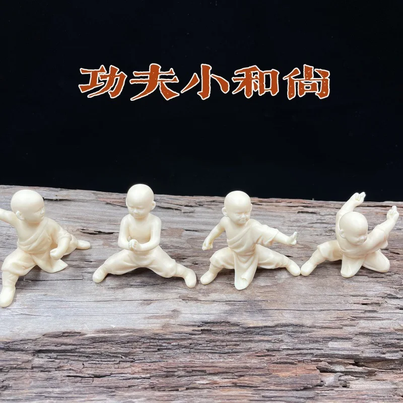 

Ivory Nut Carved Kung Fu Little Monk Decoration Tea Ornaments Car Decoration Craft Small Gift Zen Decoration Wholesale