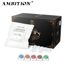 Ambition 240pcs Tattoo Ink Cups 1.2ML Disposable PC Plastic Pigment Clear Holder Container Caps Permanent Makeup Tattoo Supply
