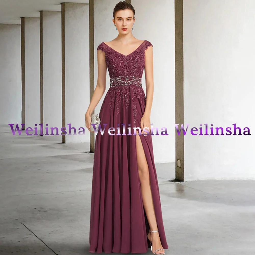 Weilinsha Elegant Wedding Guest Dress Sexy Side Slit Long Mother of the Bridal es 2023 New In   The Bride