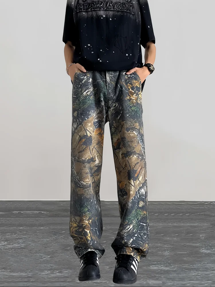 

2024 Trashy Y2K Fashion Branching Pattern Baggy Stacked Cargo Pants Men Clothes Camouflage Hip Hop Long Trousers Pantalon Homme