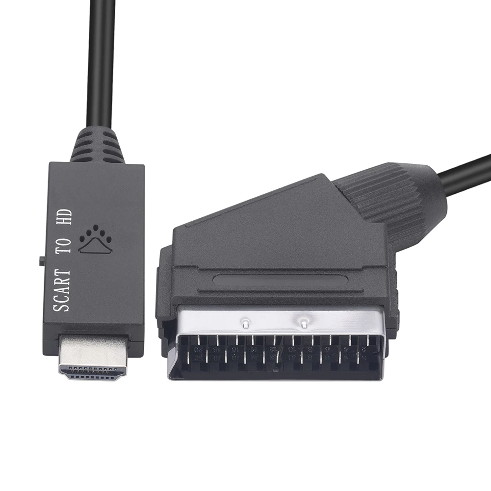 Konwerter SCART do HDMI kabel wideo konwerter Audio Adapter Scart w wyjście HDMI Suport 720P/1080P przełącznik dla HDTV DVD