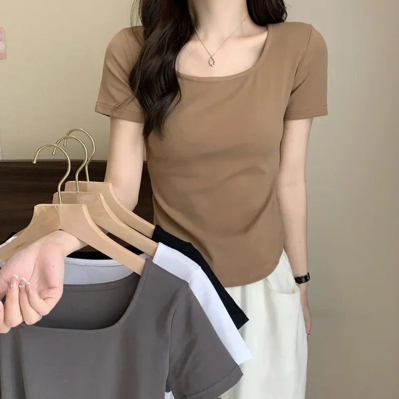 Slimming Long Sleeve T-Shirt For Women Spring Autumn/Winter Inner Cropped Base Layer Top Polyester Fiber Regular Sleeve Length image 5