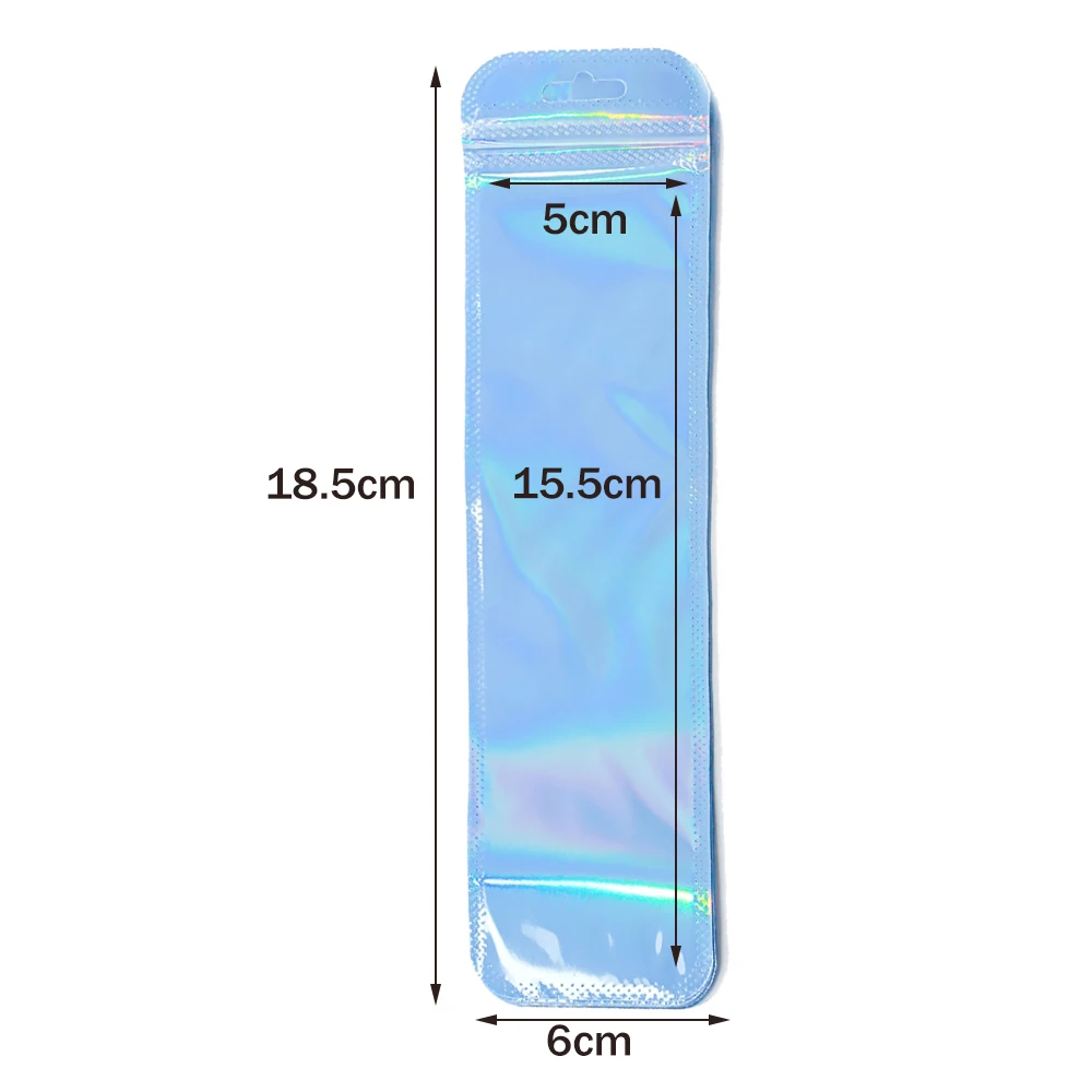 50 stücke Lange Holographische Verpackung Taschen Ziplock Laser Seal Beutel Für Party Nagel Wimpern Bevorzugung Lebensmittel Lagerung Schmuck Display Versorgung