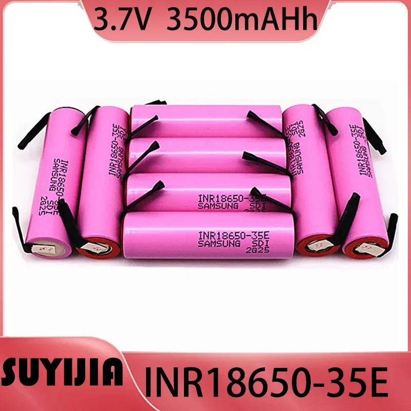 Original 3.7V 18650-35E Lithium-ion Rechargeable Battery 3500mAh Real Capacity +DIY Nickel Soldering Tab Portable Backup Battery