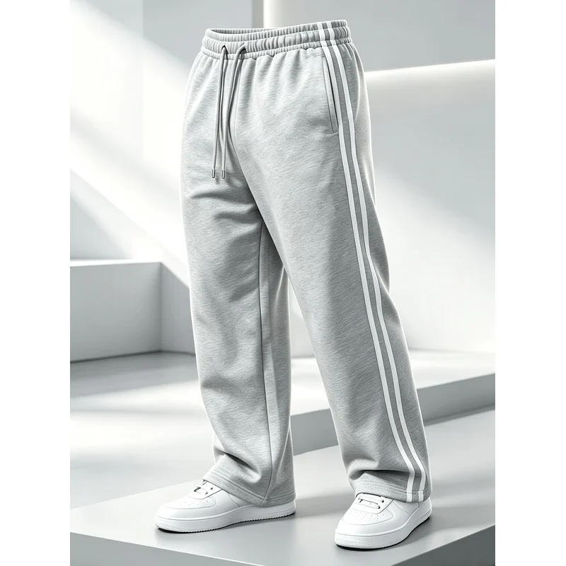 Unisex Gym Sweatpants Men'S Casual Sweatpants Side Striped Straight Leg Pants Comfortable Fabric Outdoor Hiking And Jogging Pant
