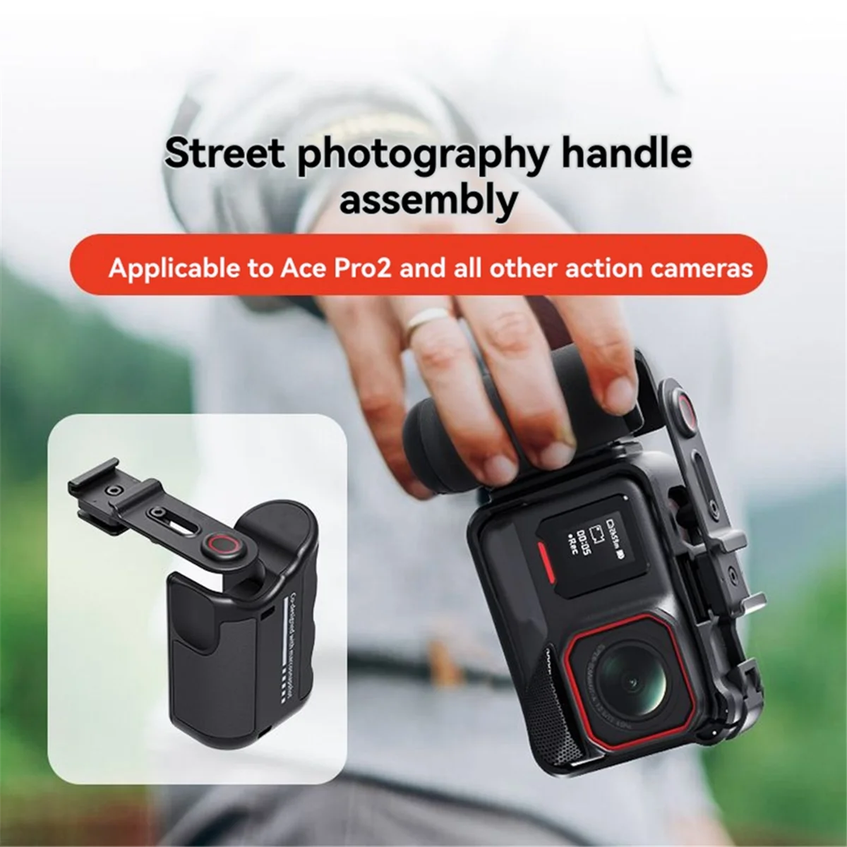 

T35C For Pro 2 Street Photography Handle Component Wireless Control Side Handle for Action/ 13 Cameras