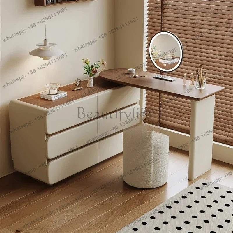 SSSLXMedieval solid wood dresser, chest, integrated makeup table, bedroom, walnut bay window designer