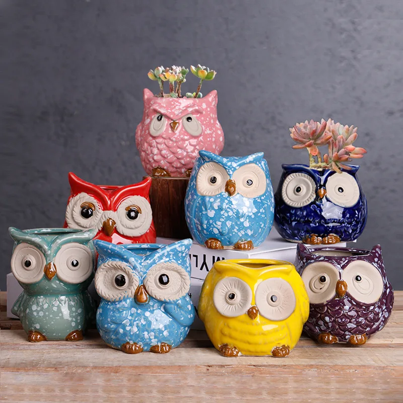 

Cartoon Owl Succulent Flower Pot, Simple Large-diameter Balcony Flower Pot, Cute Animal Ceramic Small Flower Pots Wholesale