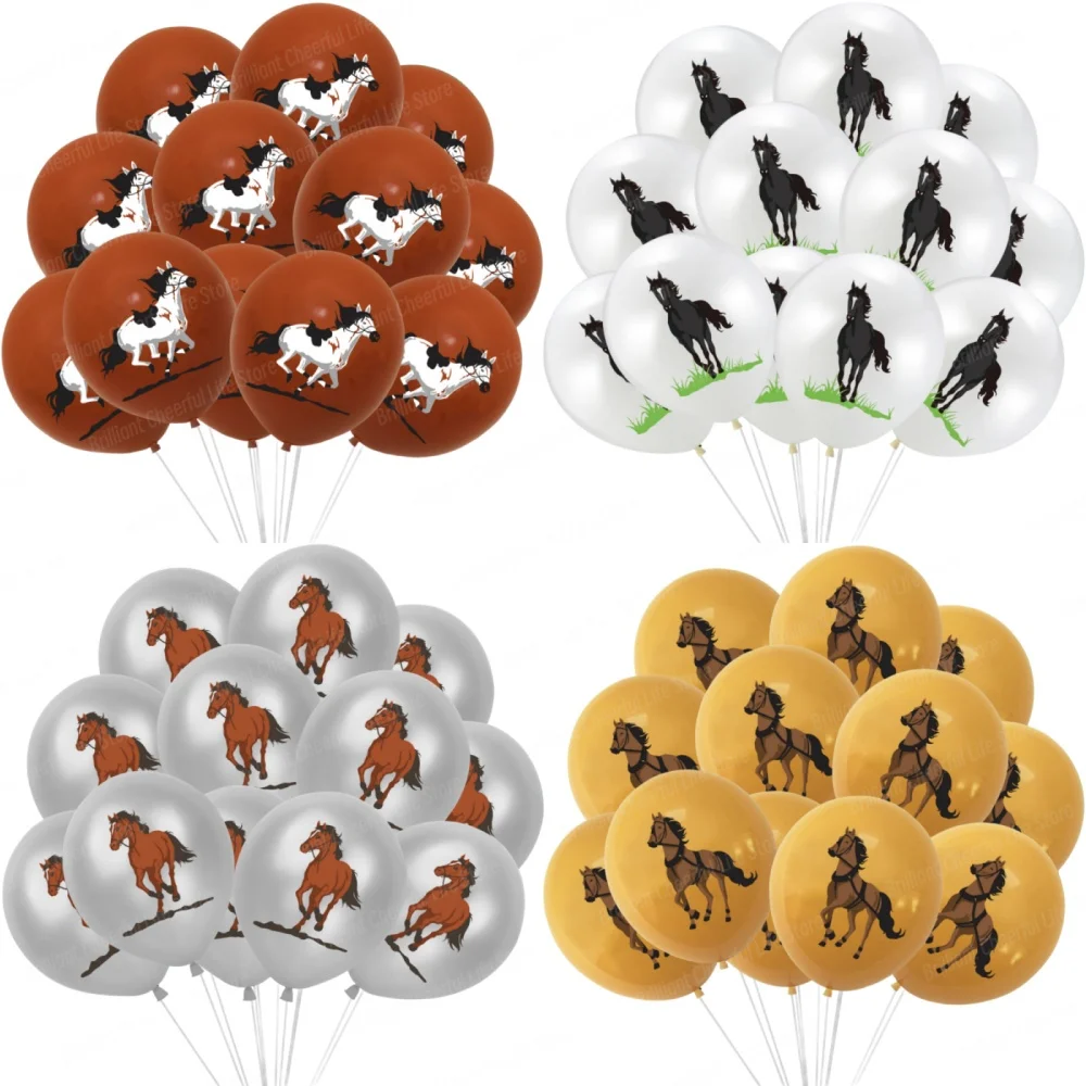 12/24pcs Horse 12 Inch Latex Balloons Air Globos Cowboy Birthday Party Decorations Toys For Kid Gift Baby Shower Party Supplies