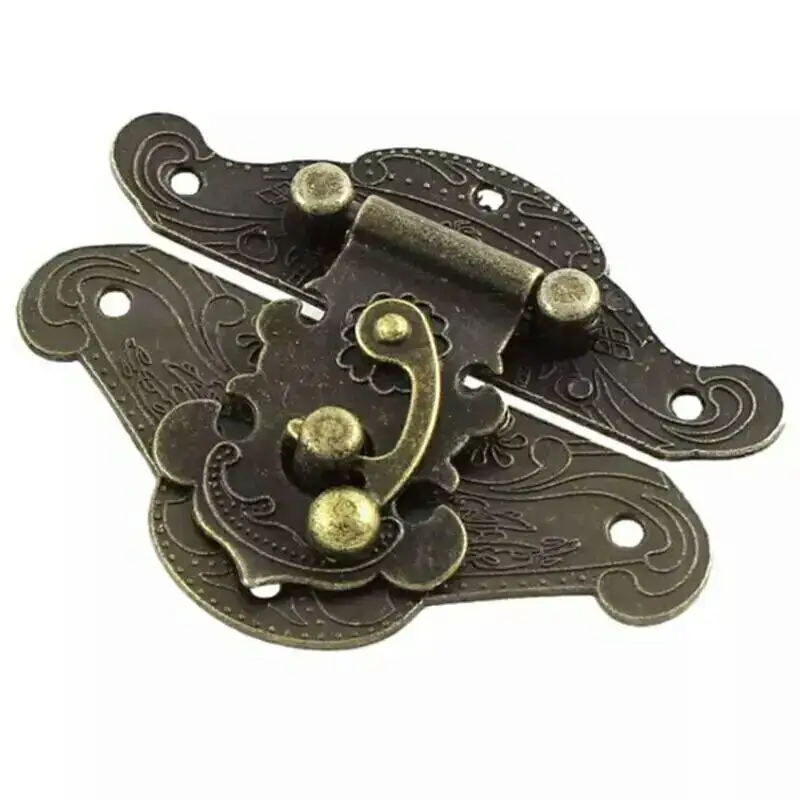 2 sizes available Antique Bronze Hasp Latch Jewelry Wooden Box Lock Mini Cabinet Clasp Case Locks Decorative Handle 5pcs