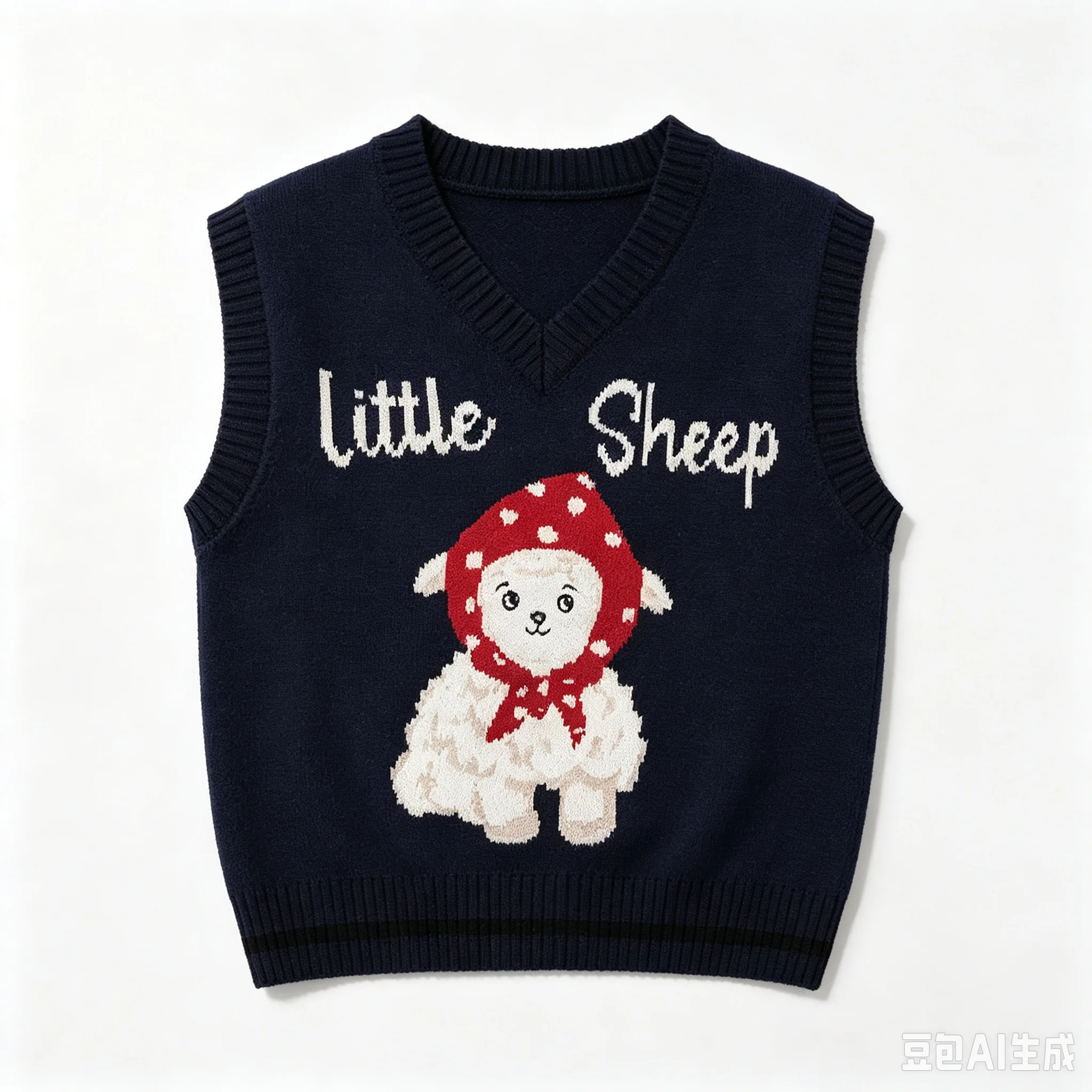 Preppy Cute Preppy Aesthetic Women Knit Sweater Vest Cartoon Little Sheep Jacquard V‑Neck Sleeveless Winter Layering Waistcoat