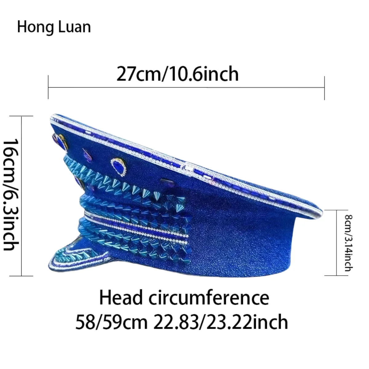 قبعة كابتن Steampunk زرقاء عتيقة من HongLuan بحجر الراين لحرق الرجل والمهرجانات النسائية، والإكسسوارات العسكرية، وأزياء الهالوين