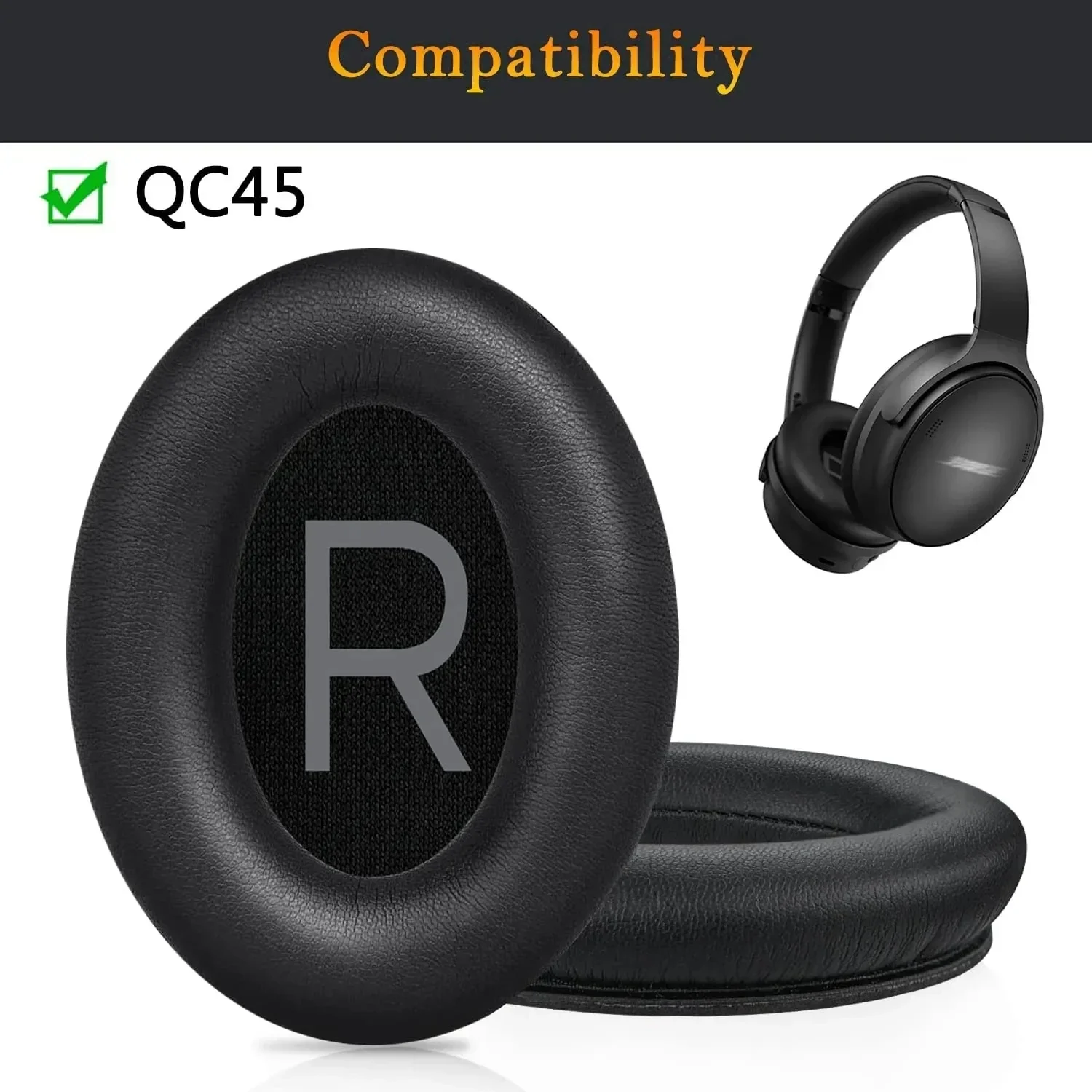 

Replacement Ear Pads Cushions for Bose QC45 QuietComfort 45 Headphone Softer Protein Leather Earpads