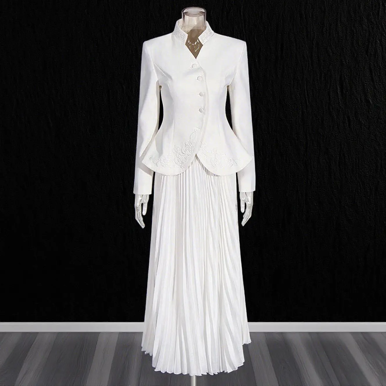 ZAMOR HIGH QUALITY French Elegant 2026 3D Embroidery Design Jacket and High-Waist Pleated Skirt Set