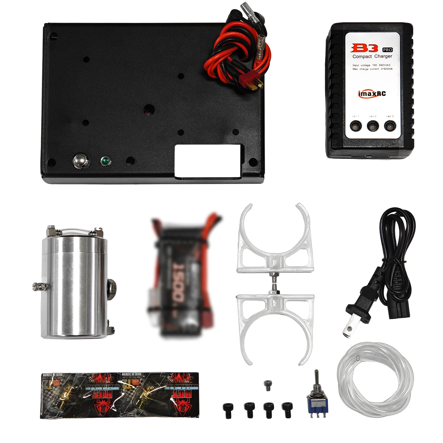 TOYAN FS-L200AC Methanol Engine Starter Kit Black Base  Charger Tools Tank RC DIY Model Replacement Parts Engine Accessories