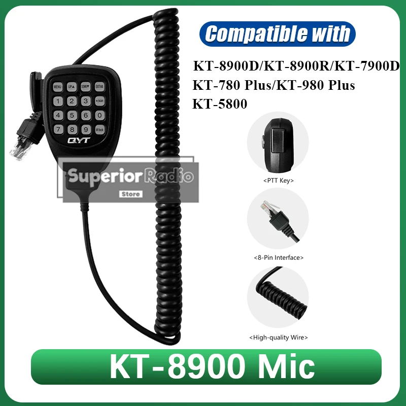 

QYT KT-8900 KT-980 Plus KT-5800 Ручной микрофон Оригинальный динамик DTMF PTT для KT-780 Plus Автомобильные аксессуары для мобильных радио