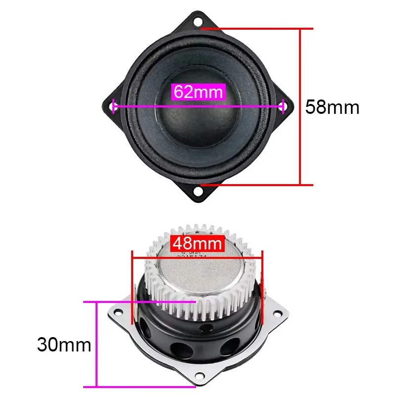 16Ω GHXAMP 2 Inch Full Frequency Speaker Unit Paper Cone Cloth Edge Satellite 15W 2PCS