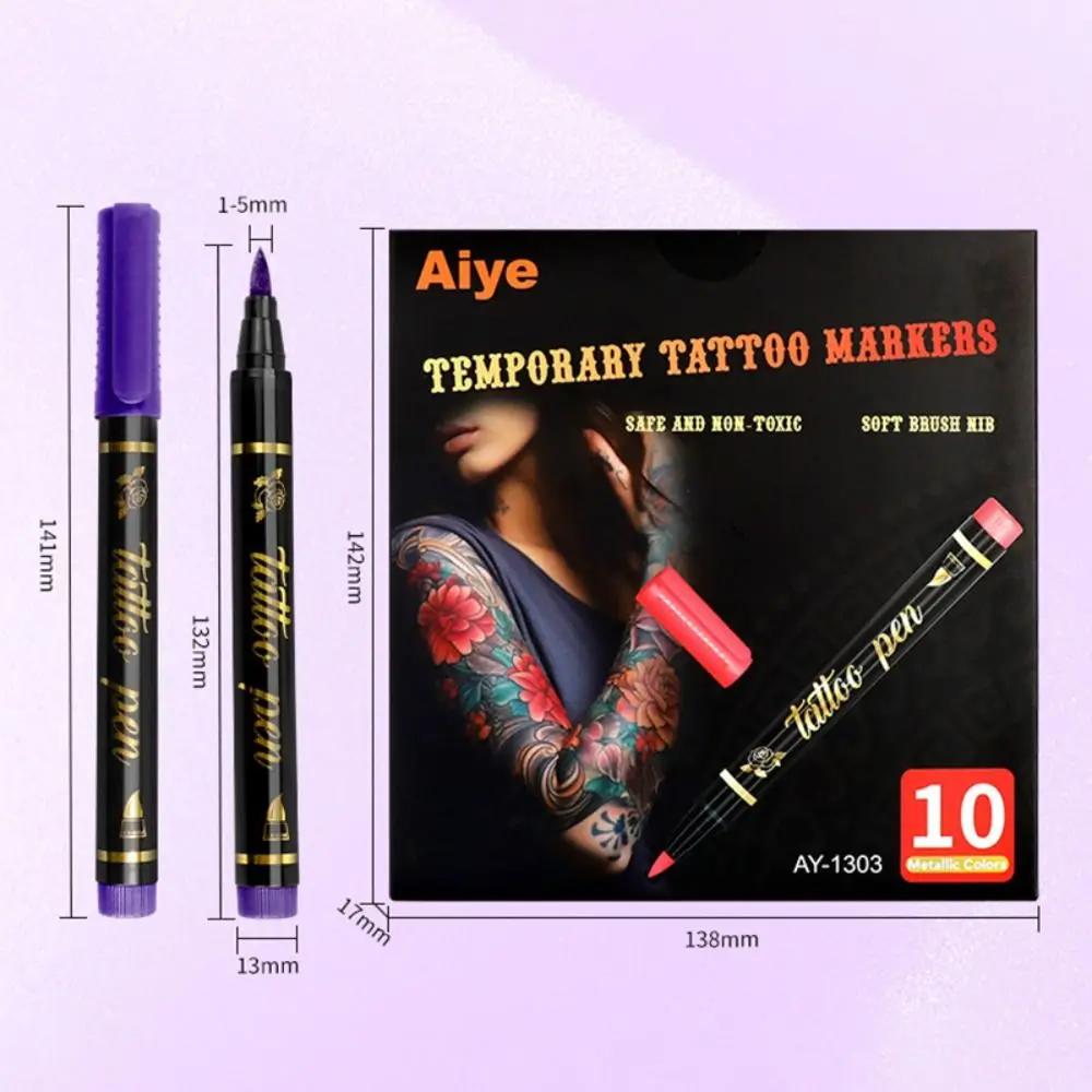 High Quality Metallic Temporary Pen Soft Head 10 Colors Marker Pen Washable DIY Pen Painting Supplies view 6