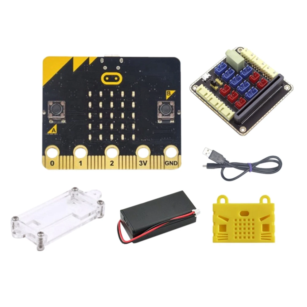 BBC Microbit Starter Kit DIY Programmable Learning Development Board with Protective Case+Micro:Bit Adapter Board