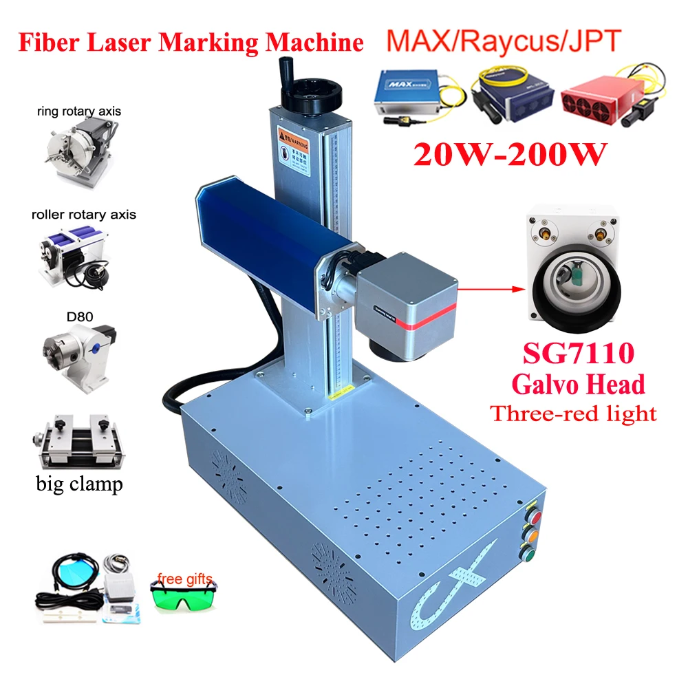 

SG7110 Galvo Head Fiber Laser Marking Machine Raycus Laser Source 30W 50W 60W 100W 200W JPT M7 for Metal Laser Marking Jewelry