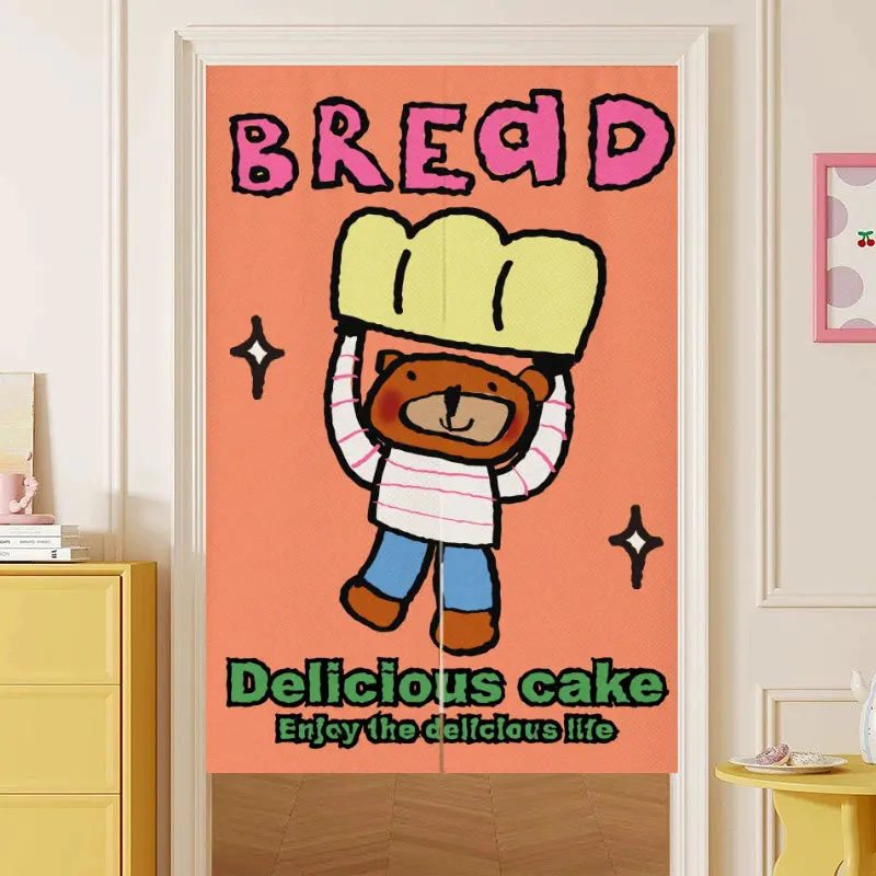 Cartoon cuisine changing room Curtain Privacy Partition Doorway Curtains Kitchen Entrance Noren Linen Hanging Half-curtain