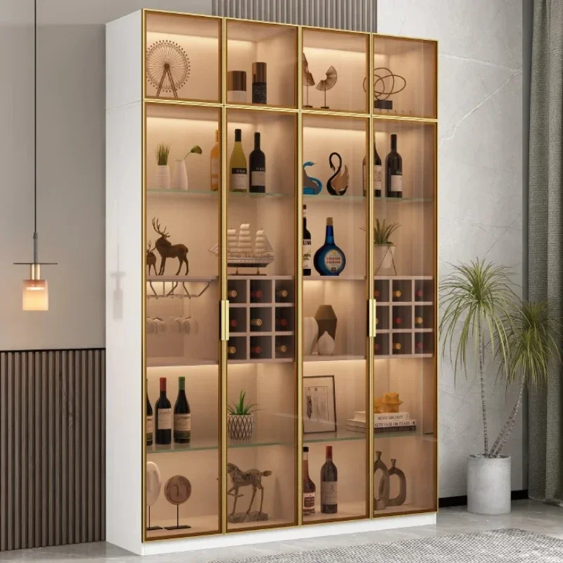 New Wooden Display Wine Cabinets Liquor Luxury Wall Storage Wine Cabinets Modern Glass  Vino European Furniture