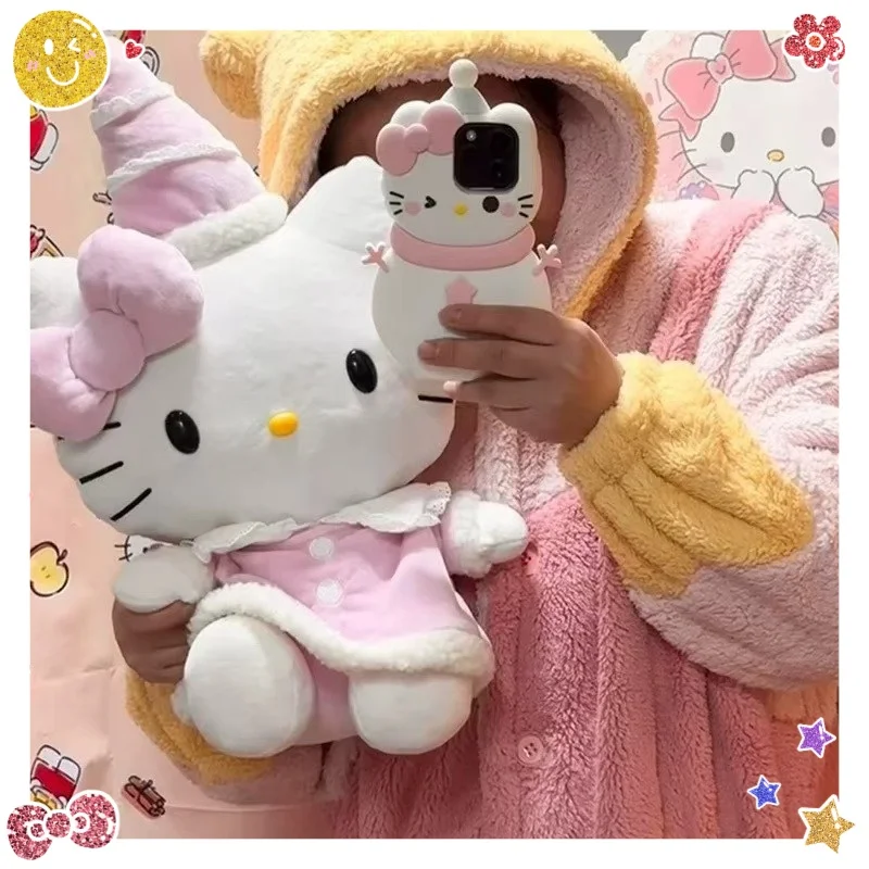 Sanrio Birthday Hello KITT Doll Series Birthday Hat Kawaii Cartoon Hello KITT Doll KT Cat Plush Children Give Friends Toy Gifts