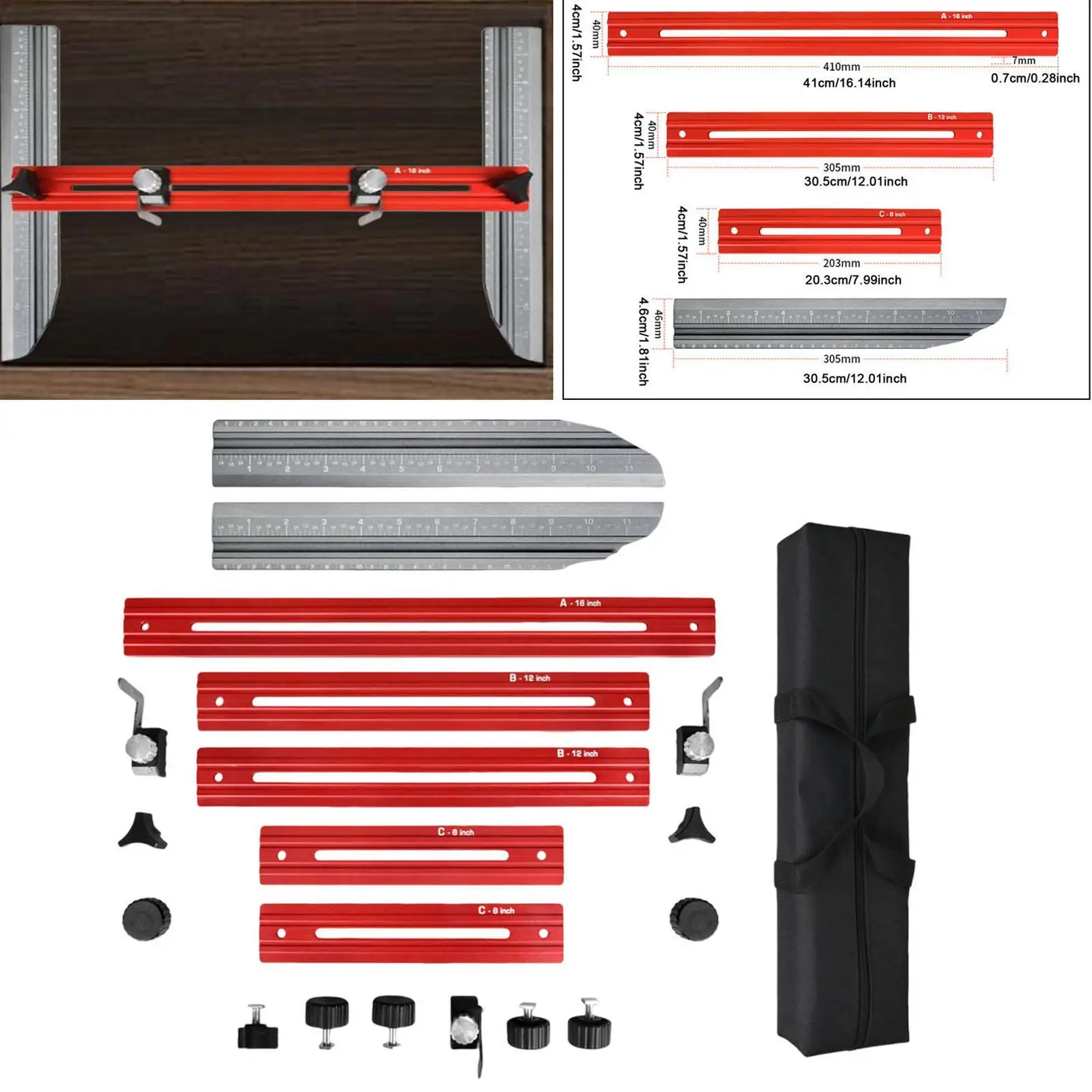 Stair Tread Template Tool Adjustable High Performance Stair Tread Ruler Stair Measuring Tool Jig for Cutting Drywall Shelf Floor