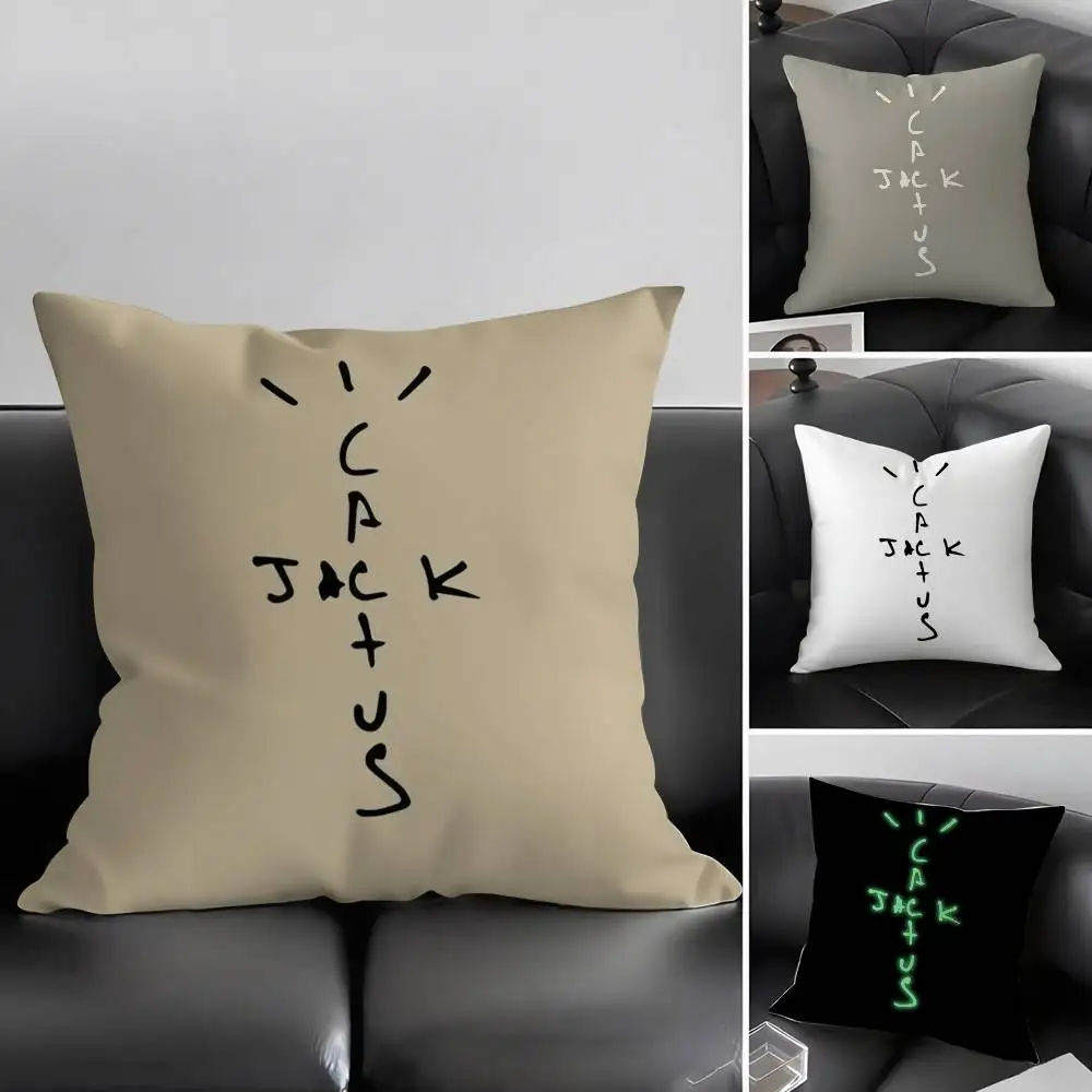 Cool C-Cactus jack Pillow Case Home Dorm Chair Back Short Plush Double-sided Printing Office Nap Time Cushion Cover