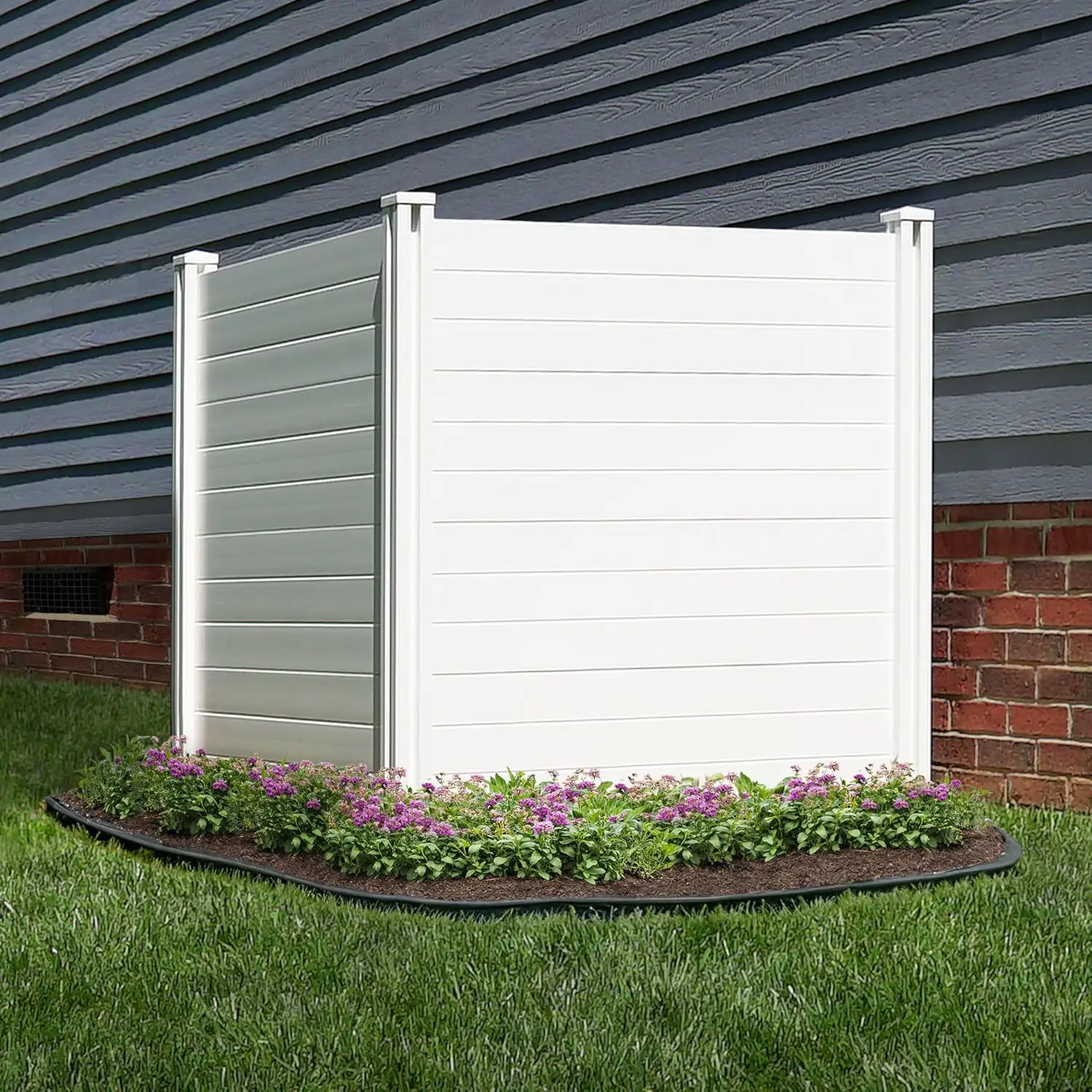 4ft H x 4ft W Premium White Vinyl Privacy Screen, Outdoor Panels for AC Fence, Trash Can & Pool Enclosure