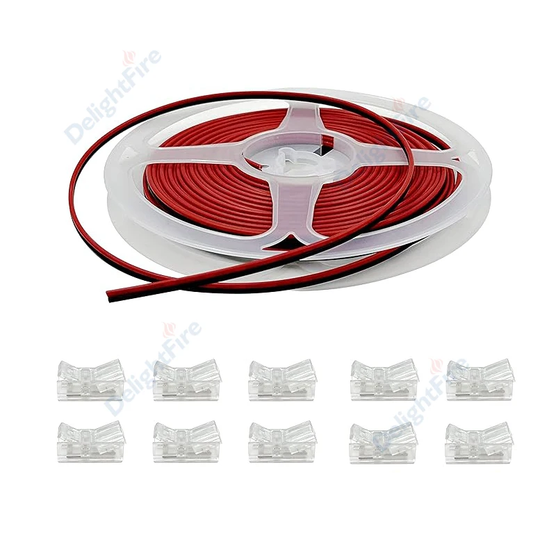 2Pin Electrical Wire 22/20/18AWG Tinned Copper Red Black Cable For 3528 5050 LED Strip Light Extension Wire Bulb Lamp Battery