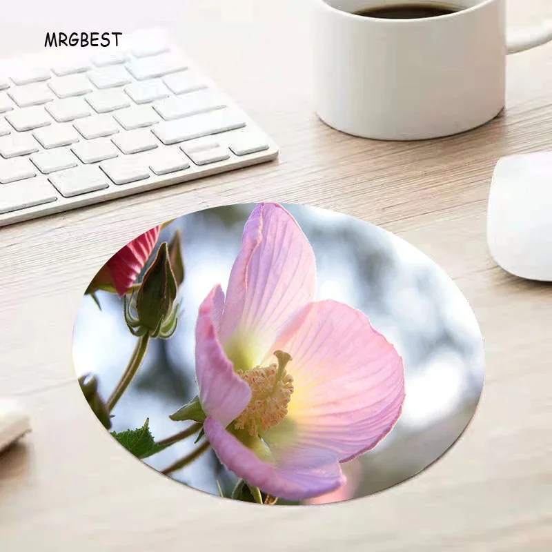 

MRGBEST In Stock New Round Small Size Mouse-pad Softy Nature Rubber Mats Pretty Flower Picture Desk Pads for Gaming or Office