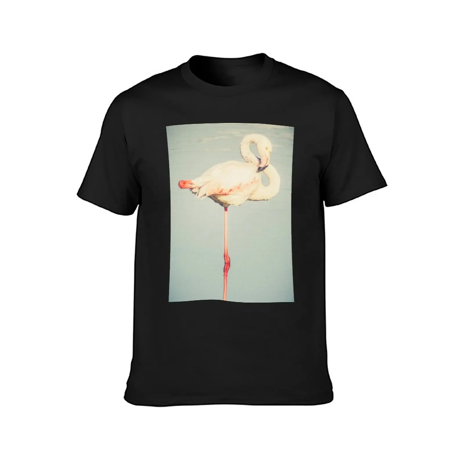 flamingo pose T-shirt summer tops cute tops tops sweat Short sleeve tee men