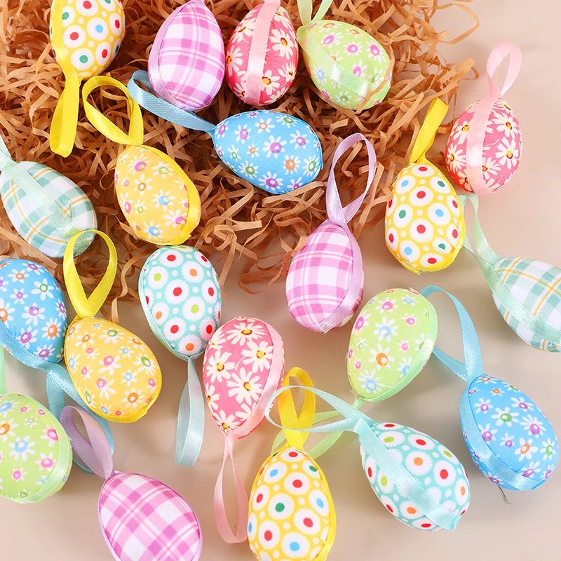 

24Pcs Easter Eggs Hanging Ornament Foam Flower Pattern Painting Egg Pendant Easter Party DIY Home Decoration Supplies Kids Gifts