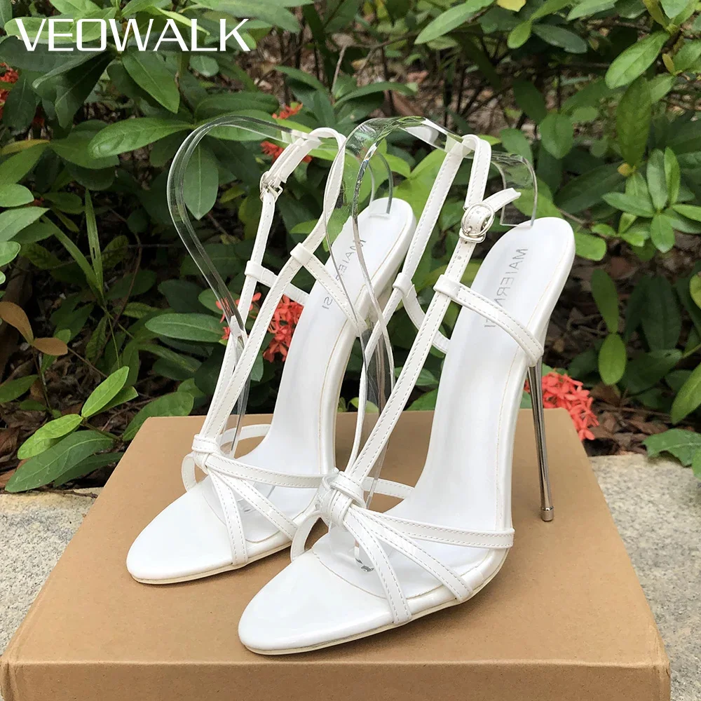 

16cm Extreme High Heel Elegant White Strappy Stiletto Heels for Women Sexy Open Toe Slingback Sandals Pumps Men Unisex Shoes