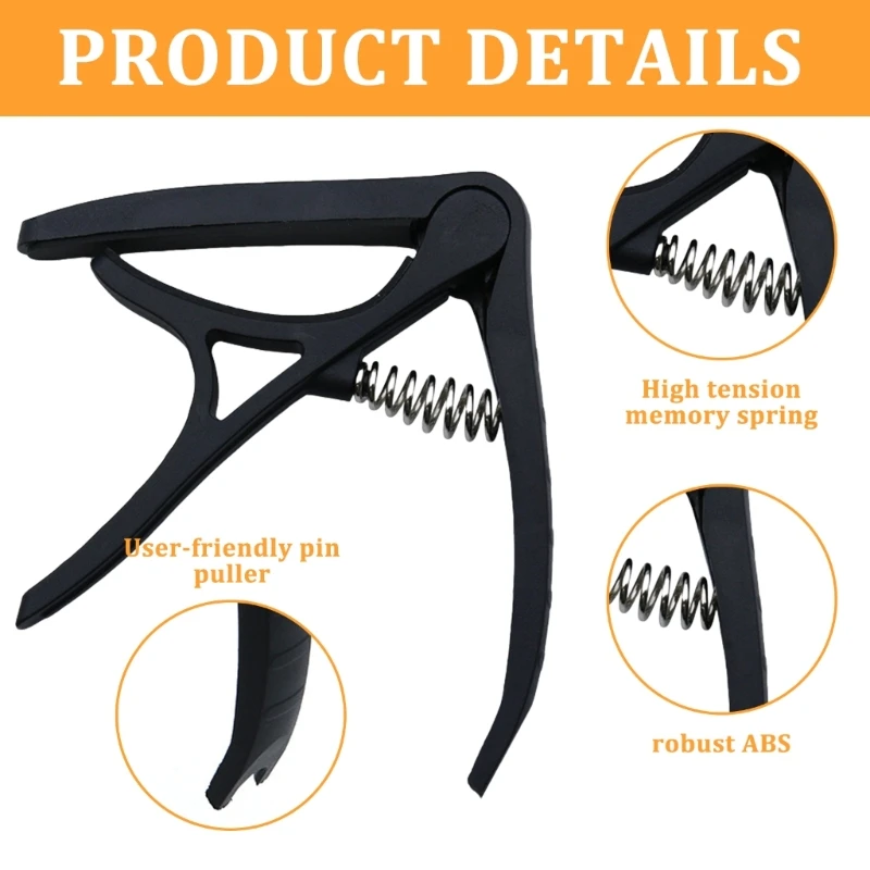 Guitar Capo, Capo Guitar Triggers Tension Adjustable 6 String Acoustic Electric Guitar Capo for Ukulele, Bass, Mandolin