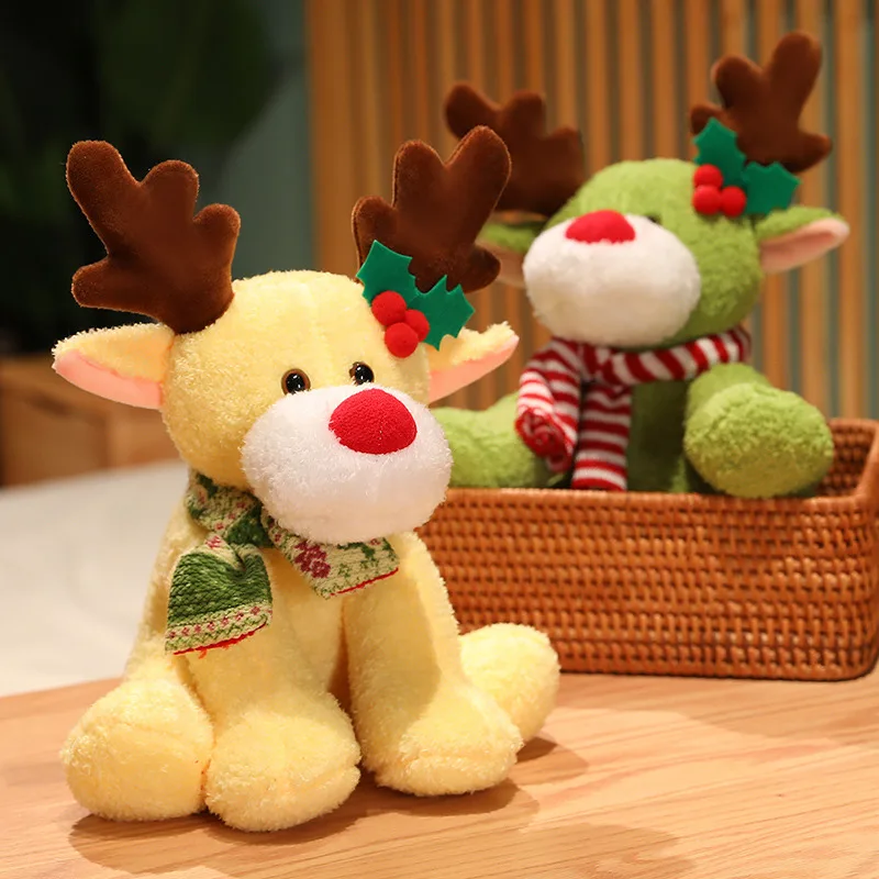 2024 Kawaii Natal Elk mewah boneka Super lembut enam warna rusa mewah mainan rumah liburan dekorasi untuk anak laki-laki dan perempuan hadiah Natal