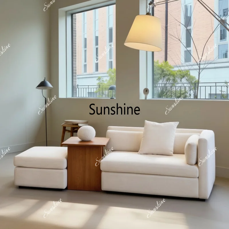 Unilateral armrest straight row sofa French simple module combination corner fabric small apartment