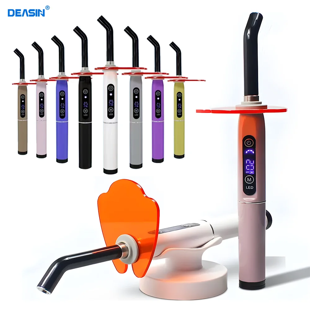 1 Set kabelloses LED-Lichthärtungsgerät für die Zahnmedizin, zum Härten von Kunstharz, für die Mundhygiene, kabelloses Gerät mit digitaler Anzeige, LED-Dental-Photopolymerisationslampe.