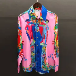 Camisa Bohemia con estampado navideño para hombre, camisa de manga larga a la moda, estilo Hip Hop, ropa de calle para fiesta Social, otoño, 2022