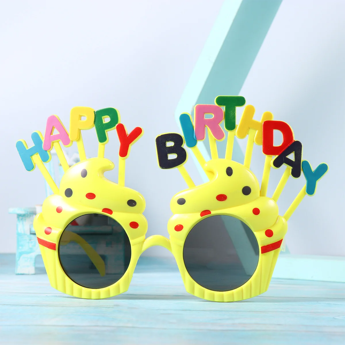 

2Pcs Birthday Letter Eye Glasses Funny Cosplay Party Prop Rainbow Yellow Lightweight Unique Shape Party Glasses