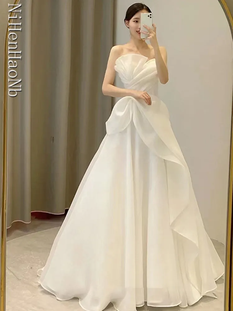 Robe De Mariee New Wedding Dresses Strapless Fashion Bride Dress Vestidos De Novia