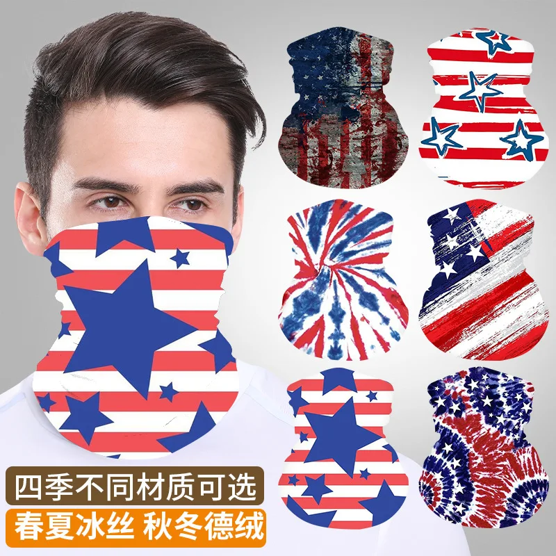 Summer Fashion New Outdoor Breathable Sunscreen Collar American Flag Digital Printing Sports Magic Scarf Riding Neck Scarf