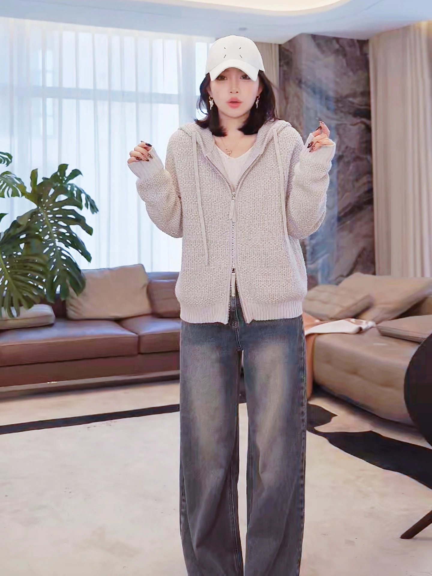 

Вязаный свитшот ME Homeyang из смесовой ткани: дышащий, утягивающий, из шерстяной смеси, модный, для повседневной носки, с длинным рукавом, средней длины