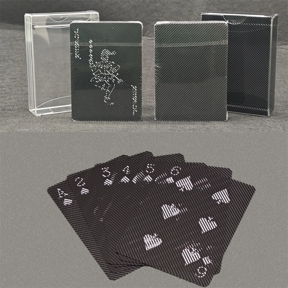 Plastic Playing Cards Transparent Waterproof Moire illusion design Poker Playing Cards Clear Black Deck of Cards Poker Cards