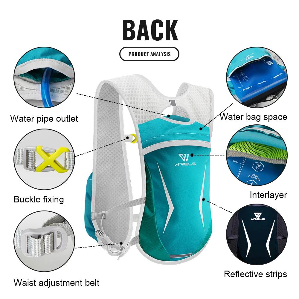 WRELS Lightweight Cycling Run Jogging Marathon Backpack Riding Climbing Bag Breathable Outdoor Trail Running Hydration Vest