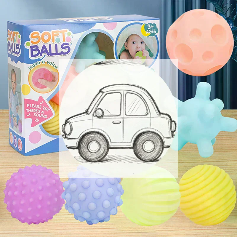 

Набор из 6 сенсорных мячиков для малышей: текстурированные тактильные мячи, мягкие массажные мячи, развивающие игрушки-погремушки для младенцев, игрушки для ванной
